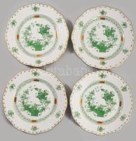 Herendi 4 db indiai kosár mintás süteményes tányér. 1517-es forma. Kézzel festett, jelzett, hibátlan d: 19 cm