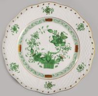 Herendi 4 db indiai kosár mintás süteményes tányér. 1517-es forma. Kézzel festett, jelzett, hibátlan...