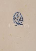 Herendi ékszeres tálka és ékszeres edény. Jelzett, kopással, 13,5x9 cm