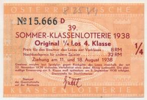 Német Harmadik Birodalom / Ausztria 1938. "Österreichische Klassenlotterie - 39. Sommer-Klassen...