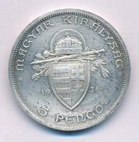 1938. 5P Ag "Szent István" T:AU patina Adamo P8.1
