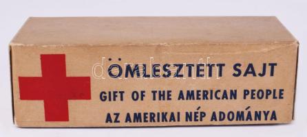 Papír doboz, "Ömlesztett sajt / Gift of the American people" felirattal, 6,5x16 cm