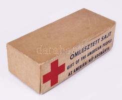 Papír doboz, "Ömlesztett sajt / Gift of the American people" felirattal, 6,5x16 cm
