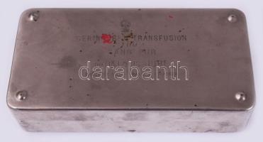 cca 1924 Dr. Louis Jube francia vérátömlesztő eszköz fém doboza, 9,5x18,5 cm