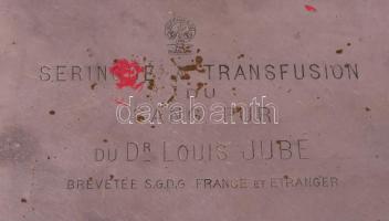 cca 1924 Dr. Louis Jube francia vérátömlesztő eszköz fém doboza, 9,5x18,5 cm