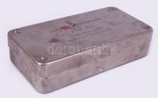 cca 1924 Dr. Louis Jube francia vérátömlesztő eszköz fém doboza, 9,5x18,5 cm