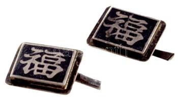 Régi vietnámi ezüst (Ag) mandzsetta pár, jelzett, 6,1g