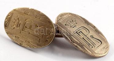 Régi monogramos ezüst (Ag) mandzsetta pár, jelzett, nettó 4,2g