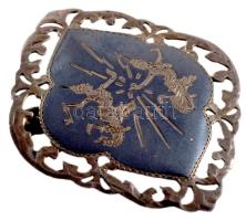 cca 1920/30, Sziám, niellós ezüst (Ag) bross, gyűrű m:49, fél fülbevaló, jelzett, 15,1g