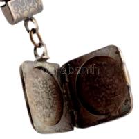 Ezüst (Ag) tiszti lánc, niellós díszítéssel, h: 14 cm, jelzett, bruttó 18g