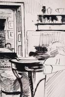 Bornemisza Géza (1884-1966): Enteriőr képekkel, 1937. Tus, papír. Jelezve jobbra lent. Proveniencia:...