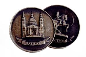 Ezüstözött bross, kegytárgy függő, országház díszítéses mandzsetta pár