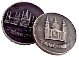 Ezüstözött bross, kegytárgy függő, országház díszítéses mandzsetta pár