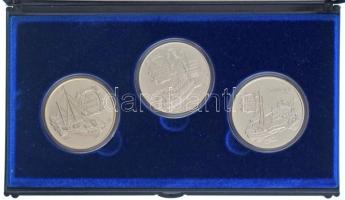 1993. 500Ft Ag "Régi dunai hajók - Árpád" + 1994. 500Ft Ag "Régi dunai hajók - Carolina" + 1995. 1000Ft Ag "Régi dunai hajók - Hableány" tanúsítvánnyal, műanyag dísztokban T:BU kis patina Adamo EM129, EM134, EM139