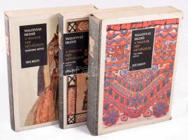 Malonyay Dezső: A magyar nép művészete I-V. kötet. Bp., 1984-1987, Helikon. Reprint kiadás. Rendkívül gazdag képanyaggal illusztrált. Az I. kötetben kísérőfüzettel. Kiadói kartonált papírkötések, kiadói kartontokokban,