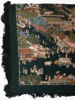 cca 1950 Kínai abrosz / faliszőnyeg, nyomtatott mintával, cca 170x140 cm