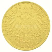 Német Birodalom / Bréma 1907J 10M Au (3,98g/0.900) T:AU,XF, ph. / German Empire / Bremen 1907J 10 Mark Au (3,98g/0.900) C:AU,XF, edge error Krause KM#253