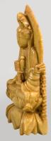 Faragott zsírkő Buddha szobor és váza pár, m: 17 cm alatt