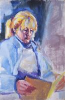 Jelzés nélkül: Olvasó kislány portréja. Olaj, farost. 60x40 cm