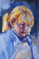 Jelzés nélkül: Olvasó kislány portréja. Olaj, farost. 60x40 cm