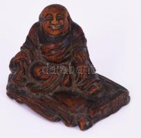 cca 1900, Faragott fa Buddha szobor, 7x6 cm