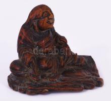 cca 1900, Faragott fa Buddha szobor, 7x6 cm