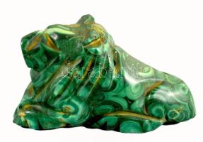 Malachit oroszlán pár, h: 5 cm