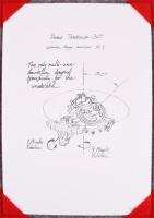 Greubel Forsey turbillionos óra szerkezetének rajza. Sorszámozott grafika, jelzett szövet mappában 2...