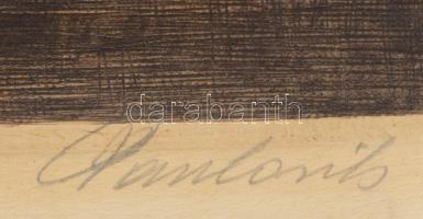 Csisztu Mihály (1933-2008): Hajnal a Balatonon. Színezett rézkarc, papír, jelzett, körbevágva, lapsz...