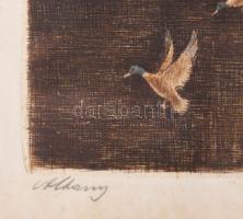 Paulovits Pál (1892-1975): Alkonyat (vadászat). Színezett rézkarc, papír, jelzett. Lap széle kissé f...