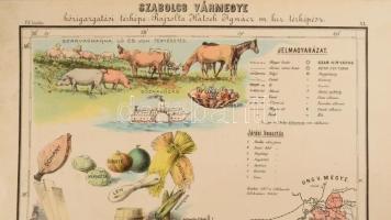 Szabolcs vármegye nagy méretű (36 x 54 cm. ) kőnyomatú térképe (Nyíregyháza - Debrecen - Kisvárda). ...