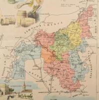 Szabolcs vármegye nagy méretű (36 x 54 cm. ) kőnyomatú térképe (Nyíregyháza - Debrecen - Kisvárda). ...