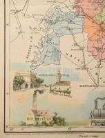 Szabolcs vármegye nagy méretű (36 x 54 cm. ) kőnyomatú térképe (Nyíregyháza - Debrecen - Kisvárda). ...