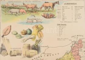 Szabolcs vármegye nagy méretű (36 x 54 cm. ) kőnyomatú térképe (Nyíregyháza - Debrecen - Kisvárda). ...