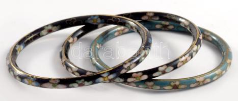 3 darab régi kínai cloisonne karkötő, d: 7-7,5 cm