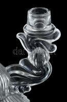 Bohémia, Art Deco üveg gyertyatartó, jelzés nélkül, hibátlan, m: 19 cm