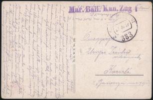 1917 Tábori posta képeslap / Field postcard "Mar. Ball. Kan. Zug I" + "FP 383 a"