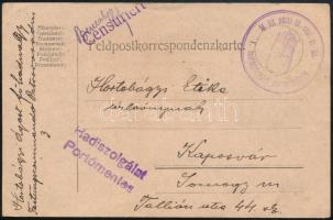 1915 Tábori posta levelezőlap / Field postcard "M.kir. pécsi 19. népf. gy. ezr. V. hadtápzászlóalj parancsnokság"