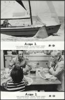 cca 1989 előtt készült, "A cápa 2." című amerikai film jelenetei és szereplői, 8 db vintage produkciós filmfotó (vitrinfotó, lobbyfotó) ezüst zselatinos fotópapíron, a használatból eredő (esetleges) kisebb hibákkal, 18x24 cm