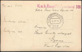 1917 Tábori posta képeslap / Field postcard "K.u.k. Hauptfeldpostamt 388"