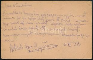 1916 Tábori posta levelezőlap "VASAS" postaügynökségi bélyegzéssel / Field postcard with p...