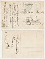 1916 2 pre-1945 photo postcards: street view, market, fruit vendors + "K.u.k. Kriegsmarine SMS ...