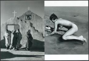 cca 1950 André de Dienes (korábban Ikafalvi-Dienes Andor György) (1913-1985) magyar - amerikai fotóriporter és fotóművész felvételei (Taos indiánok; Homokos vízparton), 2 db modern nagyítás, jelzés nélkül, 21x15 cm