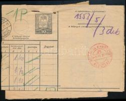 1943 Szállítójegyzék küldeménnyel készpénzes bérmentesítéssel "RÉPCELAK" / Parcel list with cash franking