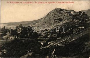 1916 Shkoder, Shkodra, Skadar, Skodra, Scutari, Skutari; La forteresse et la mosquée de plomb en Ajassum. Kol Mazza Photograph / fortress, mosque + "K.u.k. Kriegsmarine SMS Panther"