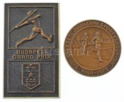 1973. "Szövetkezeti Jubileumi Sportversenyek 1948-1973" egyoldalas bronz emlékérem (45mm) + DN(~1990) "Budapest Grand Prix - Gerelyhajítás" egyoldalas bronz díjplakett (42x62mm) T:AU,XF