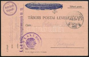 1915 Tábori posta levelezőlap / Field postcard "K.u.k. Artilleriezeugskompagnie Nr.15." + "K.u.k. 7. Armee-Gruppe" + "TP 351 B" + "Gott Strafe England!"