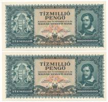 1945. 10.000.000P (2x) sorszámkövetők "O 340 048512 - O 340 048513" T:AU Adamo P26