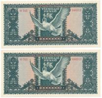 1945. 10.000.000P (2x) sorszámkövetők "O 340 048512 - O 340 048513" T:AU
Adamo P26