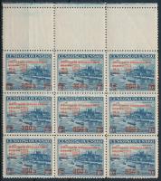 1939 9-es tömb 3 db üres mezővel / Mi 405 block of 9 with blank fields